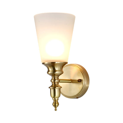 Vivolux | Frosted Glass Conical Wandlamp Vintage Stijl 1/2-Kop Binnenwandverlichting in Messing