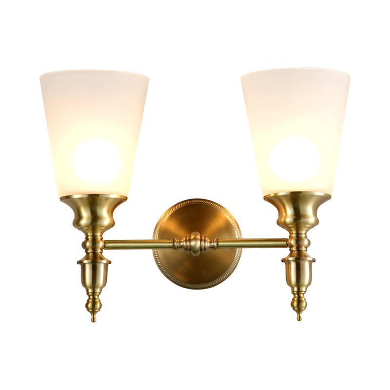 Vivolux | Frosted Glass Conical Wandlamp Vintage Stijl 1/2-Kop Binnenwandverlichting in Messing