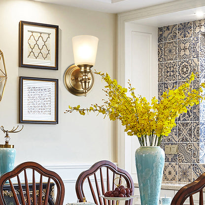 Vivolux | 1-Head Wandleuchte mit Kegel-Schatten Weißes Glas Modernistische Stil Schlafzimmer Wandleuchte in Gold