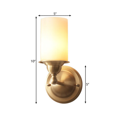 Vivolux | Cylinder Frosted Glass Wandlamp Modernisme Stijl 1 Licht Woonkamer Wandlamp Fit in Messing