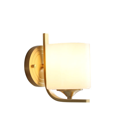 Vivolux | 1 Lichttrommel Schirm Wand Sconce Licht Modernismus Stil Weißes Glas Wandlampe in Messing für Schlafzimmer