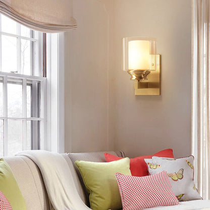 Vivolux | Klar Glas Trommel Wandmontierte Leuchte Modern Stil 1 Kopf Esszimmer Wandbeleuchtung in Messing