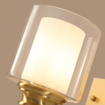 Vivolux | Klar Glas Trommel Wandmontierte Leuchte Modern Stil 1 Kopf Esszimmer Wandbeleuchtung in Messing