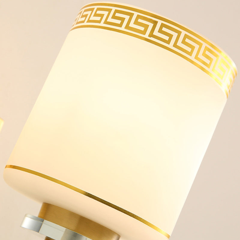 Vivolux | 1 Licht Wandlamp Moderne Stijl Drum Shade Witte Glas Wandverlichting Fixture in Messing voor Gang