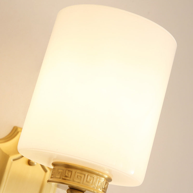 Vivolux | Drum Opal Glas Wandverlichting Modern Stylish 1 Licht Woonkamer Wandlamp Fixture in Messing