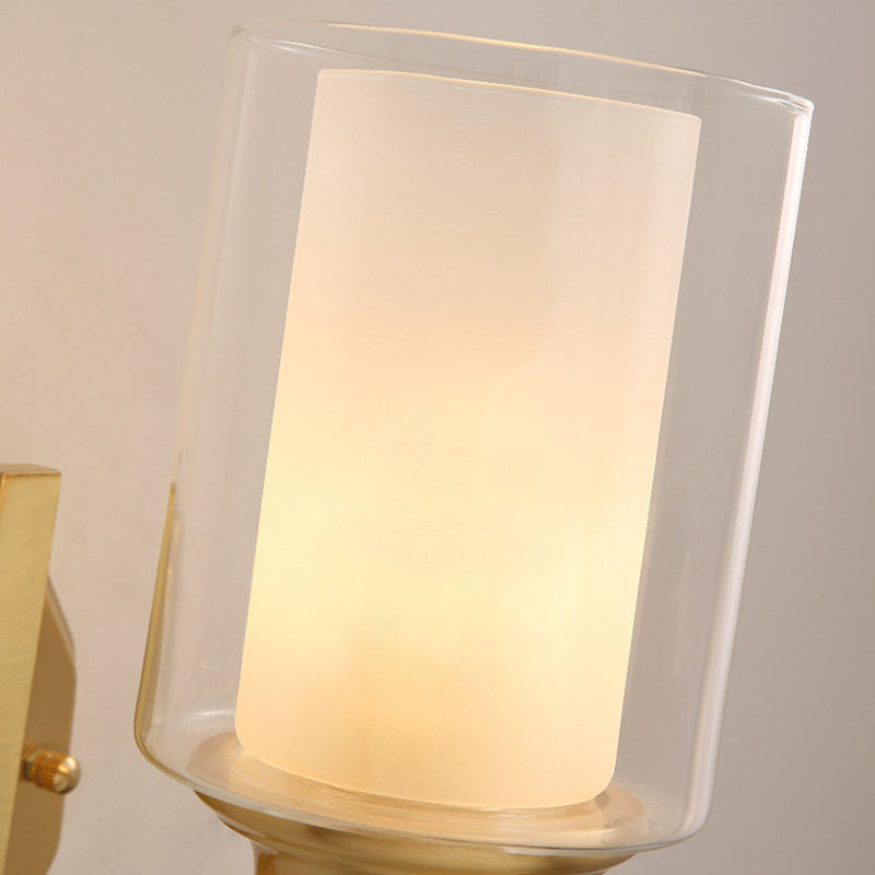 Vivolux | Zylinder Klar Glas Wandlampe Modern Stilvoll 1 Licht Wohnzimmer Wandleuchte in Messing