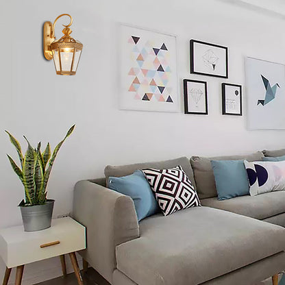 Vivolux | Laterne Hall Wandlampe Traditionell Metall 1 Kopf Messing Wandmontierte Leuchte mit Klarglas-Schirm, 6"/7.5" B