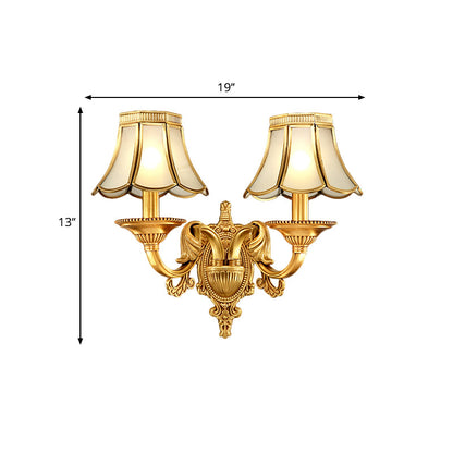 Vivolux | Traditionele Scallop Wandlamp 1/2-Bol Metaal Verlichting Fixture in Messing voor Woonkamer