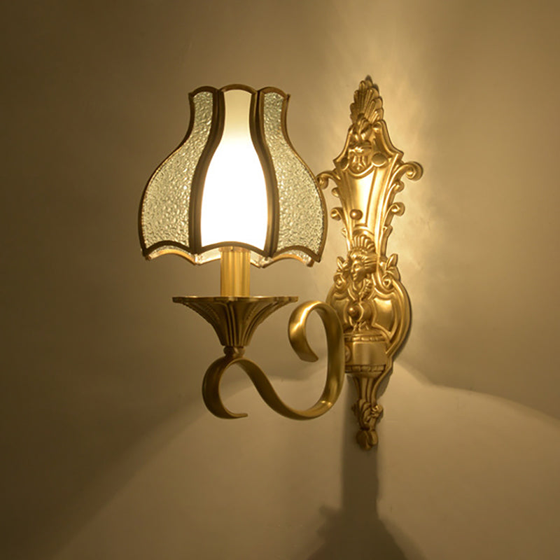 Vivolux | 1/2 Fassung Metall Wandlampe Traditionell Messing Geschwungen Wohnzimmer Wandlicht Leuchte