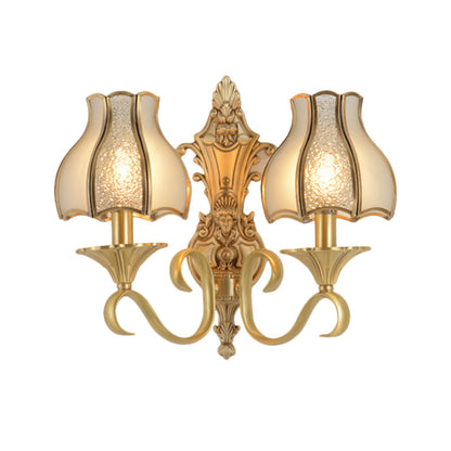 Vivolux | 1/2 Fassung Metall Wandlampe Traditionell Messing Geschwungen Wohnzimmer Wandlicht Leuchte