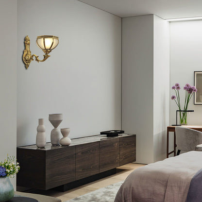 Vivolux | Dome Metall Wandleuchte Traditionalismus 1/2-Glühbirne Wohnzimmer Wandleuchten in Messing