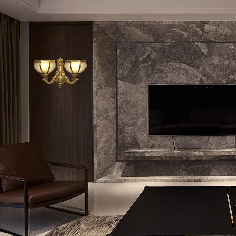 Vivolux | Dome Metall Wandleuchte Traditionalismus 1/2-Glühbirne Wohnzimmer Wandleuchten in Messing