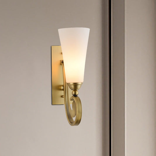 Vivolux | 1 Kopf Abgezogene Wandmontage Beleuchtung Modernismus Stil Mattglas Wandleuchte mit goldenem gebogenem Arm