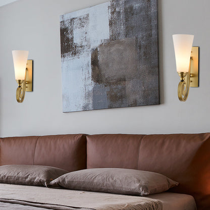 Vivolux | 1 Kopf Abgezogene Wandmontage Beleuchtung Modernismus Stil Mattglas Wandleuchte mit goldenem gebogenem Arm