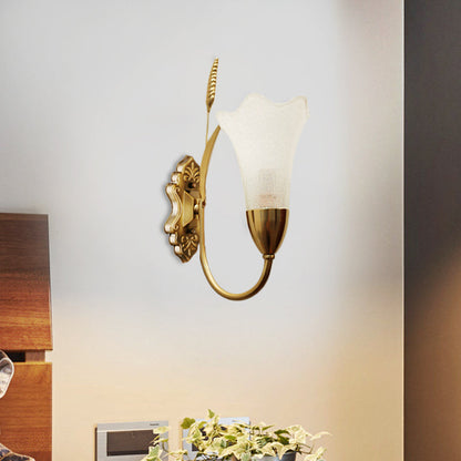 Vivolux | Opal Glas Petal Wandlamp Fixture Lodge Stylisch 1/2-Licht Wohnzimmer Wandleuchte in Messing