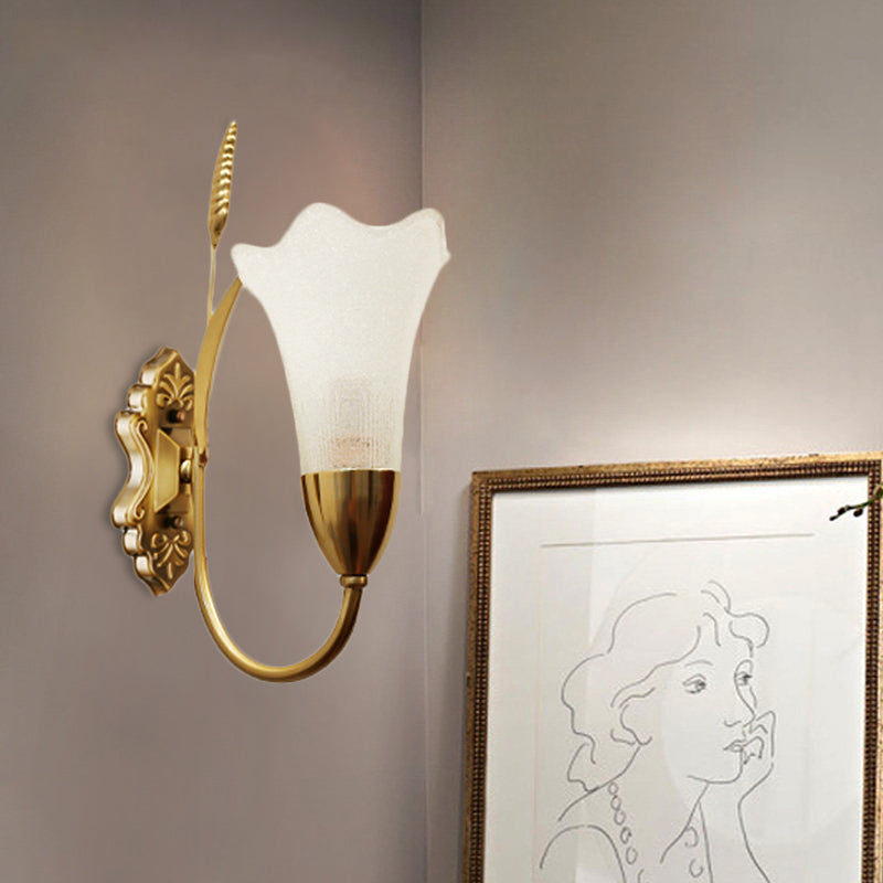 Vivolux | Opal Glas Petal Wandlamp Fixture Lodge Stylisch 1/2-Licht Wohnzimmer Wandleuchte in Messing