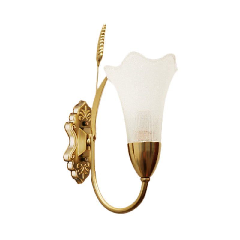 Vivolux | Opal Glas Petal Wandlamp Fixture Lodge Stylisch 1/2-Licht Wohnzimmer Wandleuchte in Messing