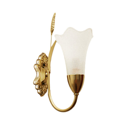 Vivolux | Opal Glas Petal Wandlamp Fixture Lodge Stylisch 1/2-Licht Wohnzimmer Wandleuchte in Messing