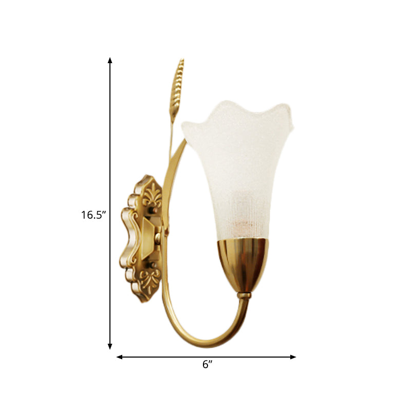 Vivolux | Opal Glas Petal Wandlamp Fixture Lodge Stylisch 1/2-Licht Wohnzimmer Wandleuchte in Messing