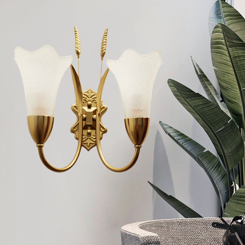 Vivolux | Opal Glas Petal Wandlamp Fixture Lodge Stylisch 1/2-Licht Wohnzimmer Wandleuchte in Messing