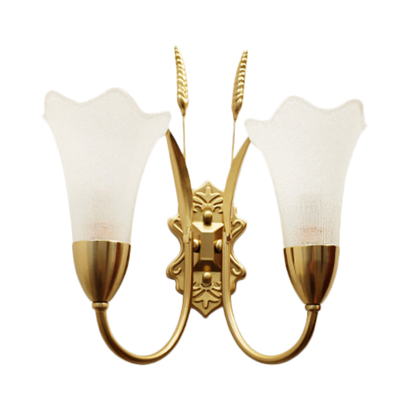 Vivolux | Opal Glas Petal Wandlamp Fixture Lodge Stylisch 1/2-Licht Wohnzimmer Wandleuchte in Messing