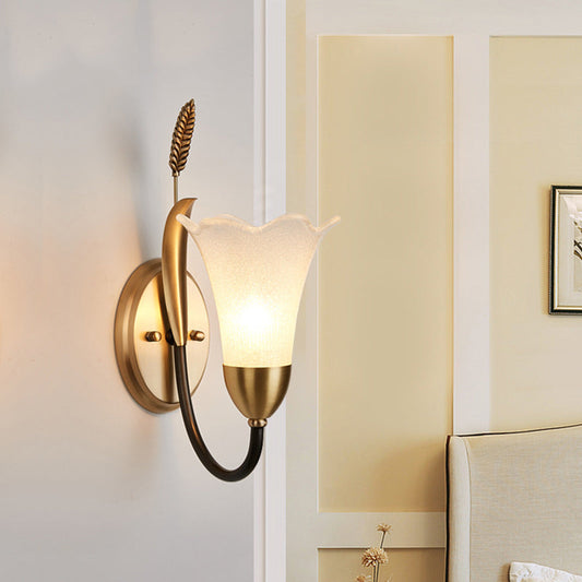 Vivolux | Opal Glas Petal Wandlamp Fixture Lodge Stylisch 1/2-Licht Wohnzimmer Wandleuchte in Messing