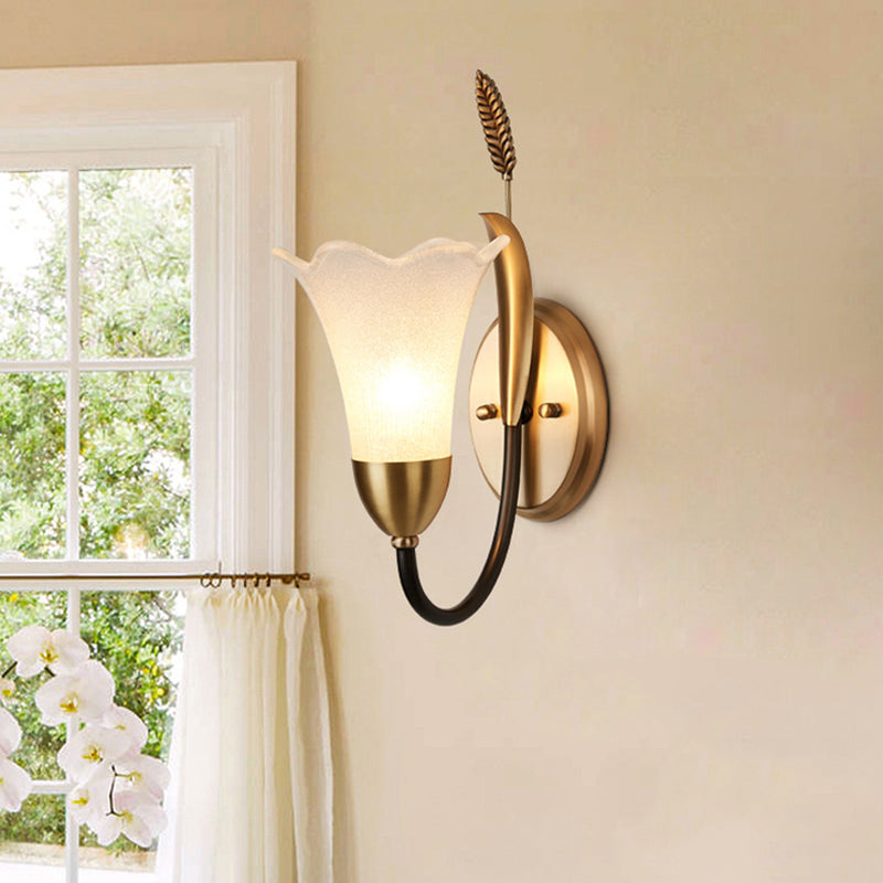 Vivolux | Opal Glas Petal Wandlamp Fixture Lodge Stylisch 1/2-Licht Wohnzimmer Wandleuchte in Messing