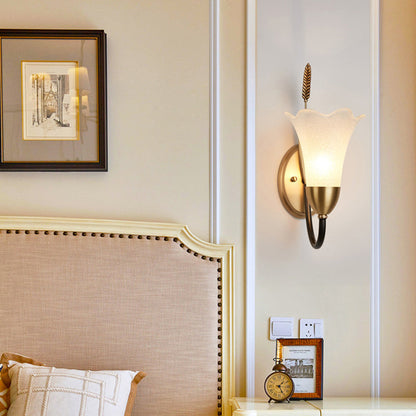 Vivolux | Opal Glas Petal Wandlamp Fixture Lodge Stylisch 1/2-Licht Wohnzimmer Wandleuchte in Messing