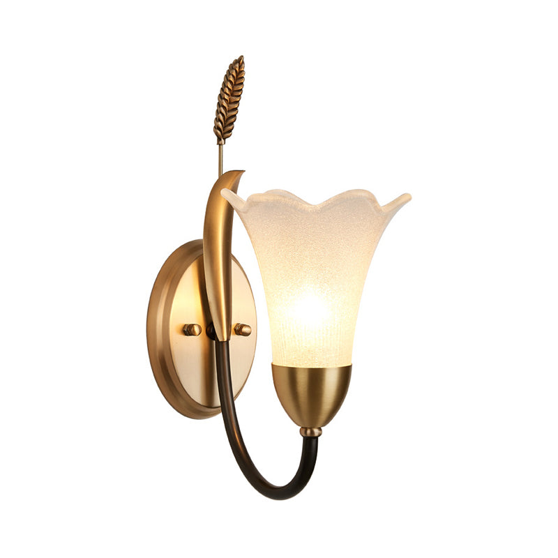 Vivolux | Opal Glas Petal Wandlamp Fixture Lodge Stylisch 1/2-Licht Wohnzimmer Wandleuchte in Messing