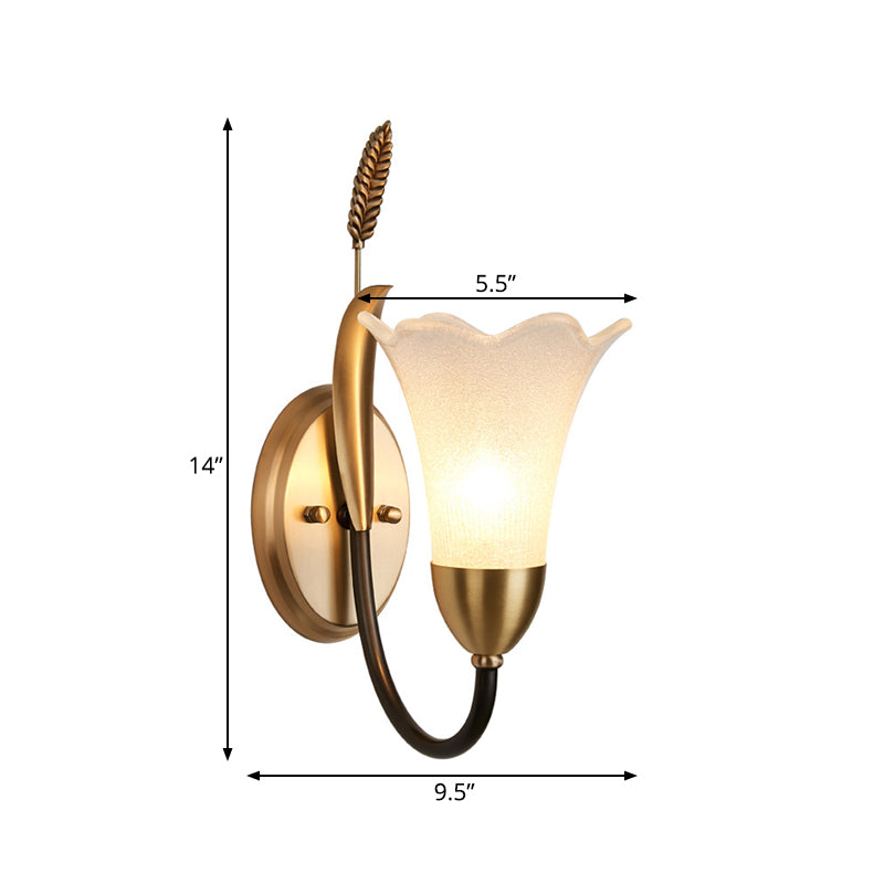 Vivolux | Opal Glas Petal Wandlamp Fixture Lodge Stylisch 1/2-Licht Wohnzimmer Wandleuchte in Messing