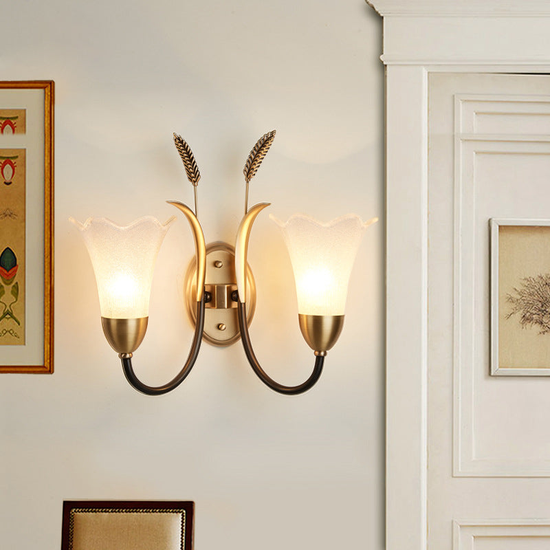 Vivolux | Opal Glas Petal Wandlamp Fixture Lodge Stylisch 1/2-Licht Wohnzimmer Wandleuchte in Messing