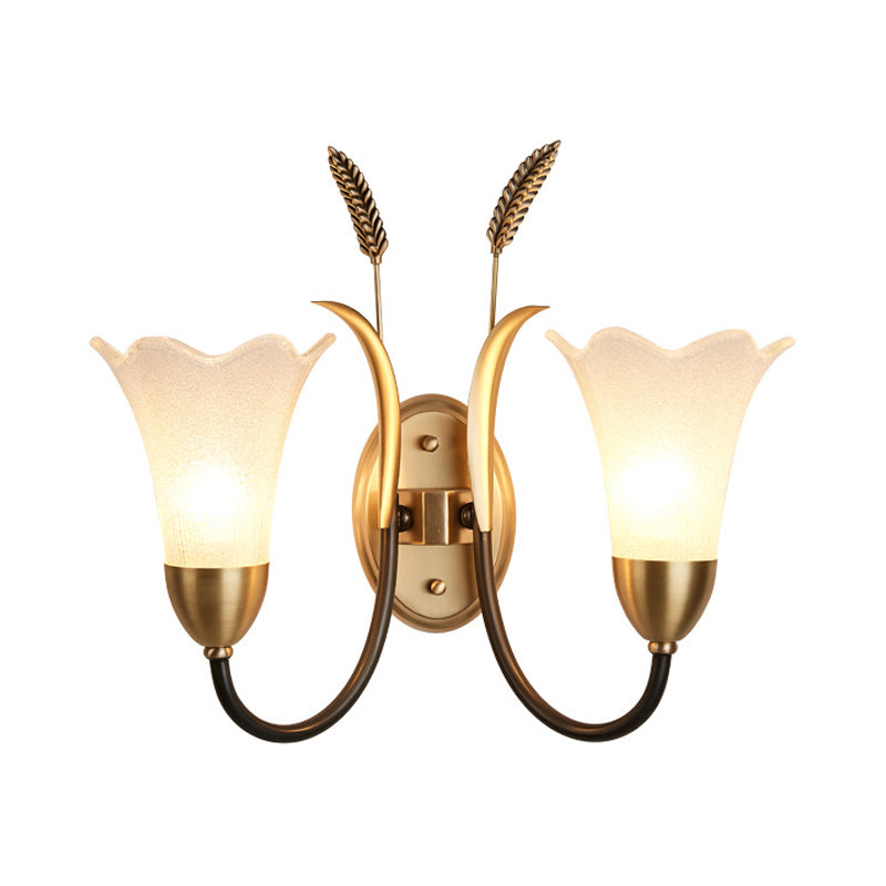 Vivolux | Opal Glas Petal Wandlamp Fixture Lodge Stylisch 1/2-Licht Wohnzimmer Wandleuchte in Messing
