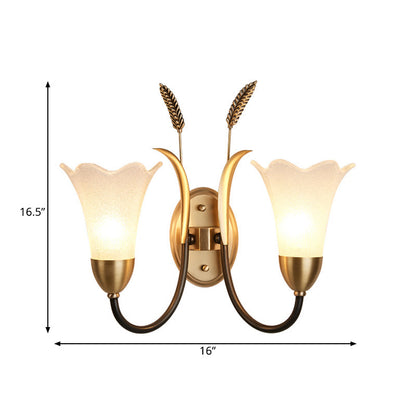 Vivolux | Opal Glas Petal Wandlamp Fixture Lodge Stylisch 1/2-Licht Wohnzimmer Wandleuchte in Messing