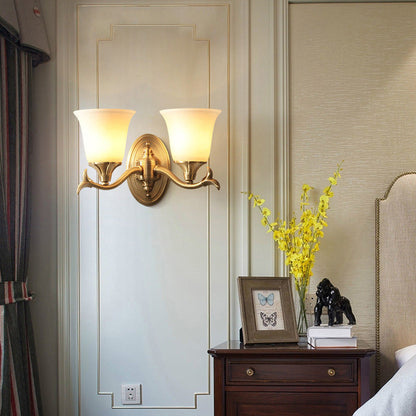 Vivolux | Bell Weiße Glas Wandlicht Modernismus Stil 1/2-Kopf Wohnzimmer Wandleuchte in Messing