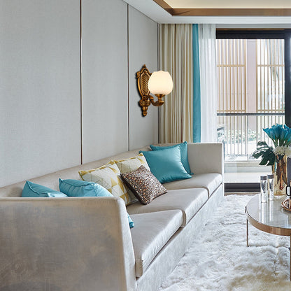 Vivolux | Bowl Witte Glas Wandlamp Vintage Stijl 1/2-Kop Slaapkamer Wand Sconces Licht in Messing