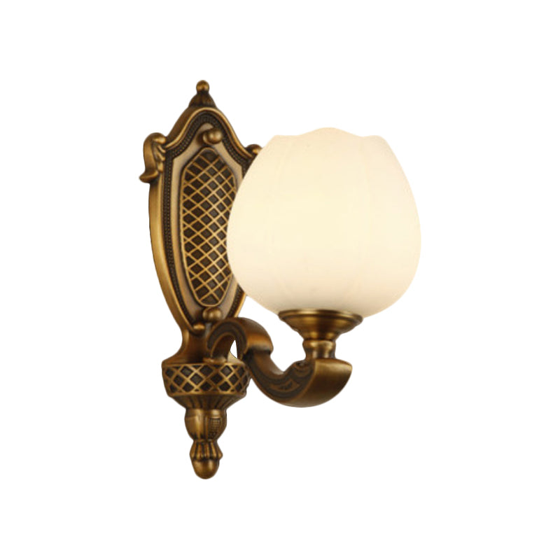 Vivolux | Bowl Witte Glas Wandlamp Vintage Stijl 1/2-Kop Slaapkamer Wand Sconces Licht in Messing
