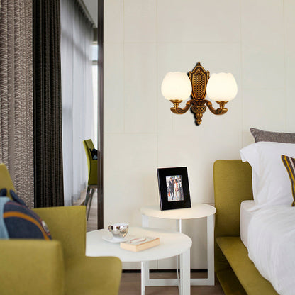 Vivolux | Bowl Witte Glas Wandlamp Vintage Stijl 1/2-Kop Slaapkamer Wand Sconces Licht in Messing