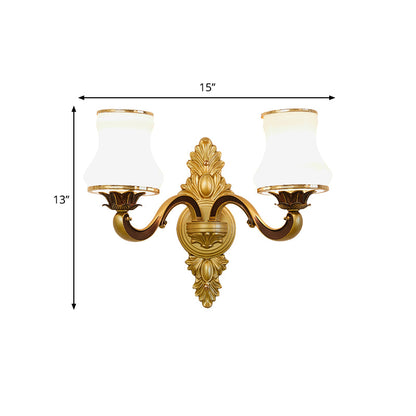 Vivolux | Bell Woonkamer Wandlamp Traditioneel Stylish Melkglas en Metaal 1/2-Kop Gouden Afwerking Wandlamp