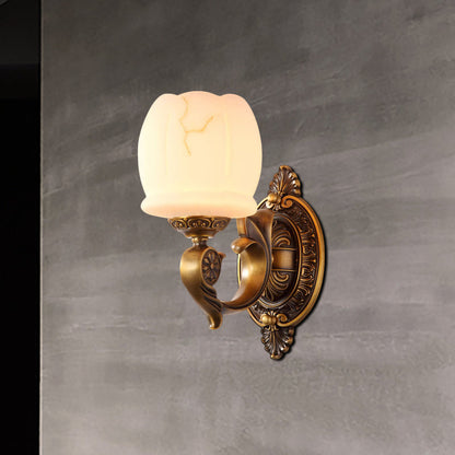 Vivolux | Globe witte glas wandlamp muurbevestigde lamp traditionele stijl 1/2-licht woonkamer wandlamp in goud