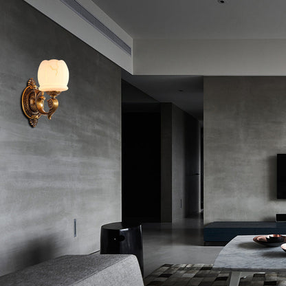 Vivolux | Globe witte glas wandlamp muurbevestigde lamp traditionele stijl 1/2-licht woonkamer wandlamp in goud