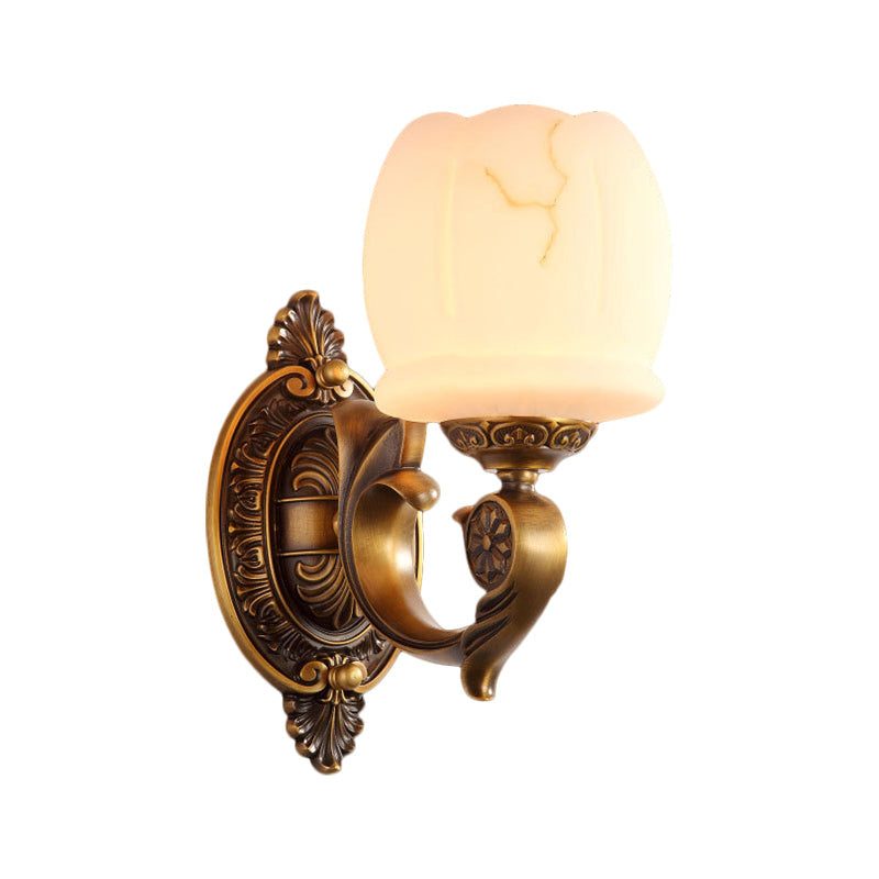 Vivolux | Globe witte glas wandlamp muurbevestigde lamp traditionele stijl 1/2-licht woonkamer wandlamp in goud