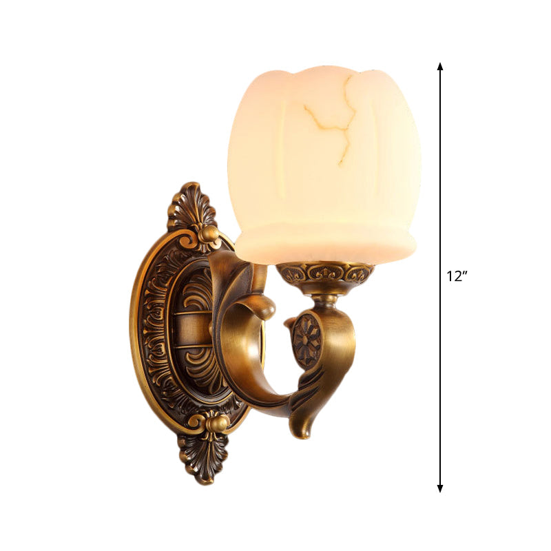 Vivolux | Globe witte glas wandlamp muurbevestigde lamp traditionele stijl 1/2-licht woonkamer wandlamp in goud