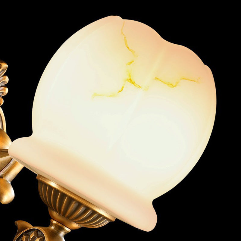 Vivolux | Globe witte glas wandlamp muurbevestigde lamp traditionele stijl 1/2-licht woonkamer wandlamp in goud