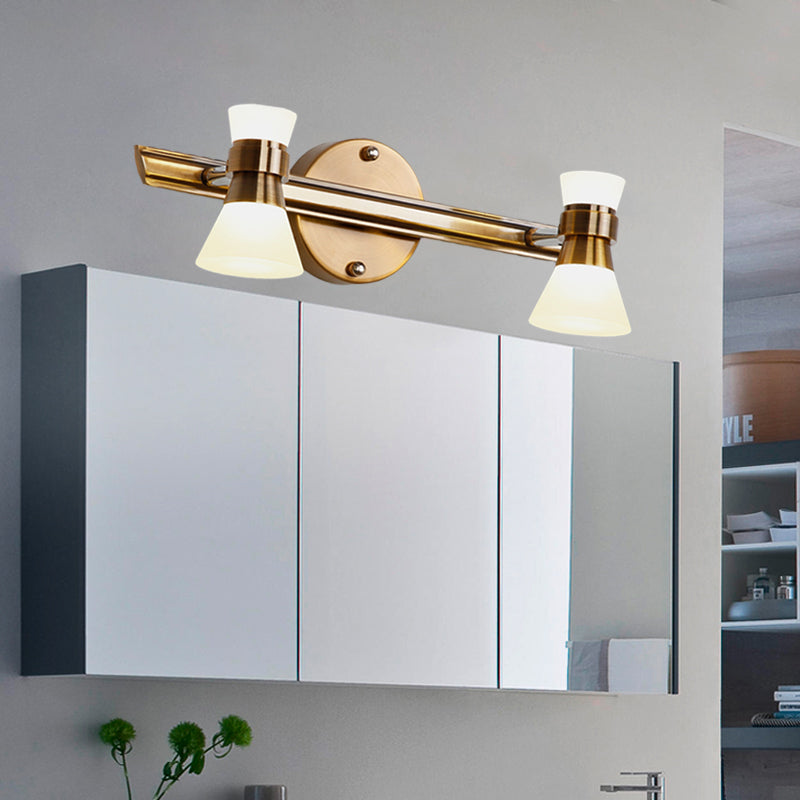 Vivolux | Gekantelde Badkamer Wand Vanity Licht Traditionalist Metaal 1/2/3-Lamp LED Messing Wandverlichting Armatuur in Warm/Wit Licht