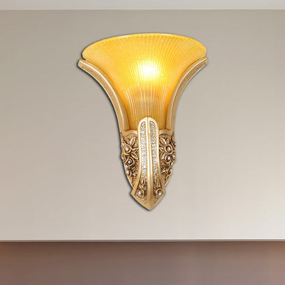 Vivolux | Gelbe Glas Blüten Wandlampe Moderne Stil 1 Kopf Flur Wandmontage Lampe in Gold