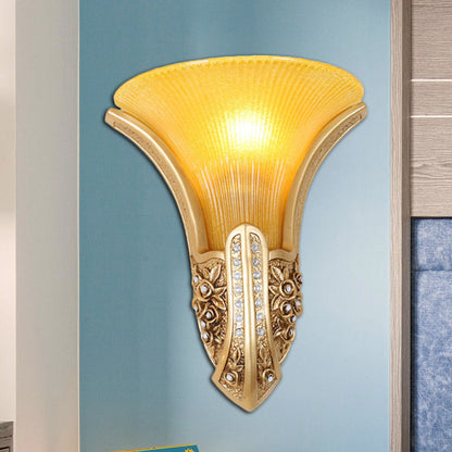 Vivolux | Gelbe Glas Blüten Wandlampe Moderne Stil 1 Kopf Flur Wandmontage Lampe in Gold