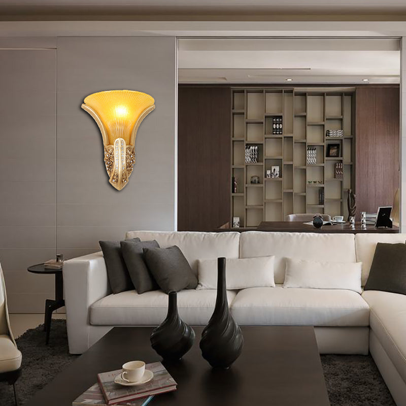 Vivolux | Gelbe Glas Blüten Wandlampe Moderne Stil 1 Kopf Flur Wandmontage Lampe in Gold