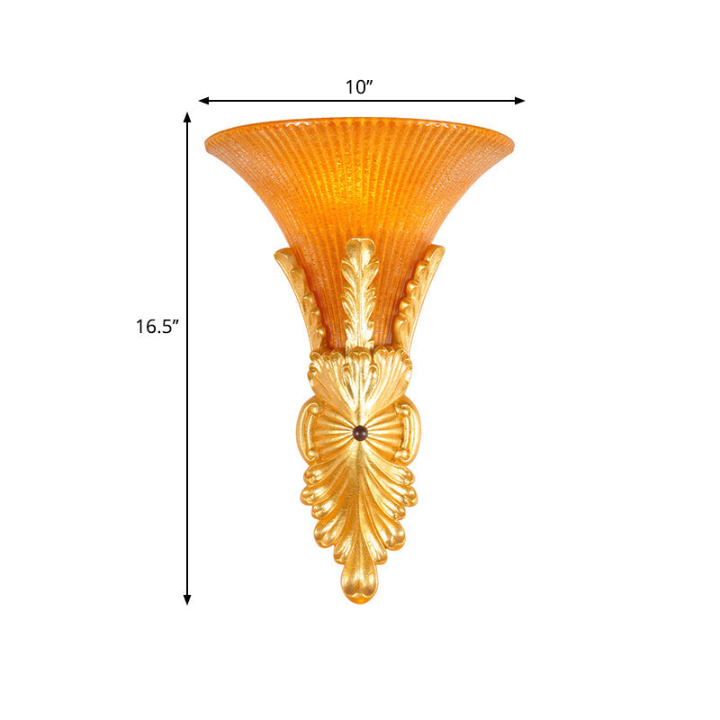 Vivolux | Gelbe Glasglockenwandmontagelampe Traditioneller Stil 1 Licht Flur Wandleuchte Beleuchtung in Bronze/Gold
