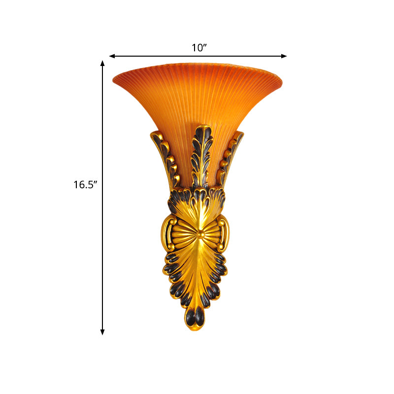 Vivolux | Gelbe Glasglockenwandmontagelampe Traditioneller Stil 1 Licht Flur Wandleuchte Beleuchtung in Bronze/Gold