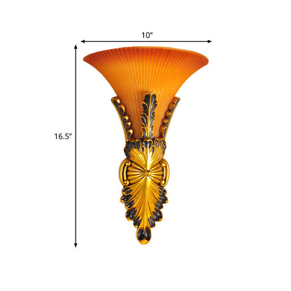 Vivolux | Gelbe Glasglockenwandmontagelampe Traditioneller Stil 1 Licht Flur Wandleuchte Beleuchtung in Bronze/Gold